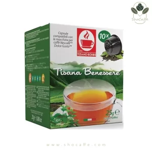 دمنوش کپسولی دولچه گوستوبونینی چای گیاهی Benessere-با ترکیبات سیب، شاه توت، تمشک، لیمو ترش، برگ سنا، برگ گزنه،بذر کتان